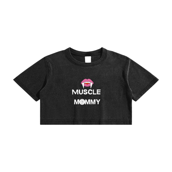 Muscle Mommy Vampire; Crop Top T-Shirt